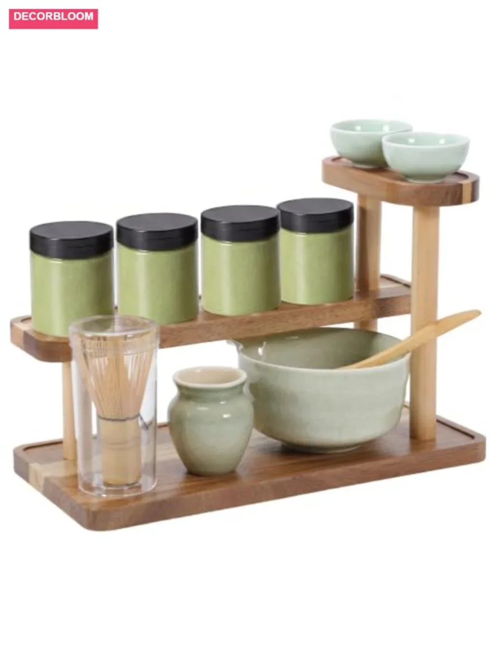 Matcha Station Coffee Station Wood Countertop Organizer Shelf